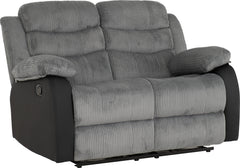 Roma 3+2 Recliner Suite Grey Cord Fabric/Black Faux Leather