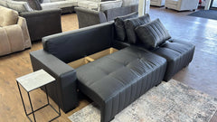 Hugo Sofabed Black Leather Right/Left Hand Corner Sofa Bed