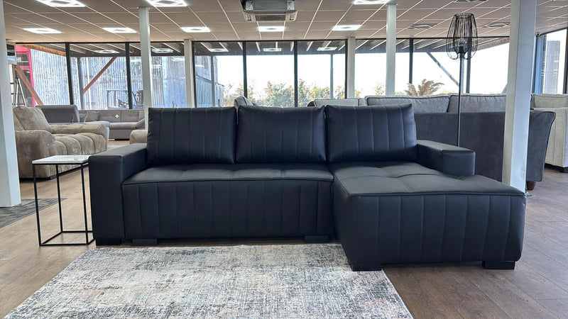 Hugo Sofabed Black Leather Right/Left Hand Corner Sofa Bed
