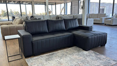 Hugo Sofabed Black Leather Right/Left Hand Corner Sofa Bed