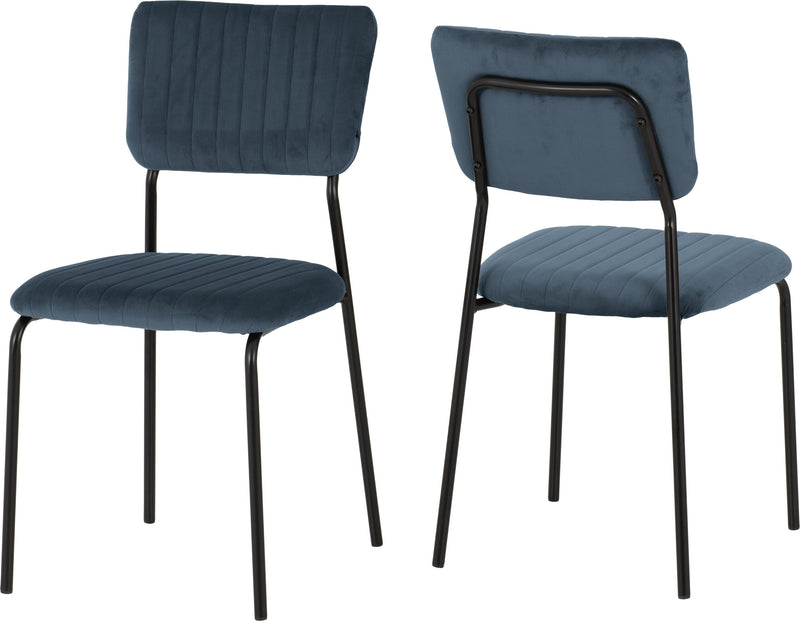 Sheldon Chair (Box of 4) Navy Blue Velvet Fabric