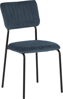 Sheldon Round Glass Top Dining Set Clear Glass/Black/Navy Blue Velvet Fabric