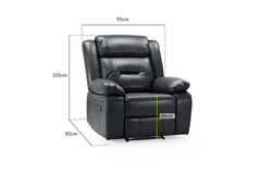 Novie Manual Recliner Sofa Leather Armchair Black OR Grey