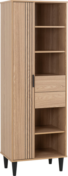 Tessa 1 Door 2 Drawer Bookcase Unit Natural Oak Effect