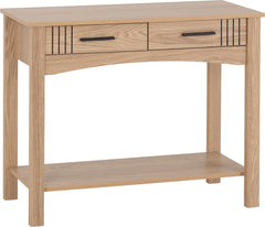 Tessa 2 Drawer Console Table Natural Oak Effect
