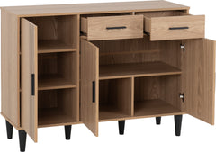 Tessa 3 Door 2 Drawer Sideboard Natural Oak Effect