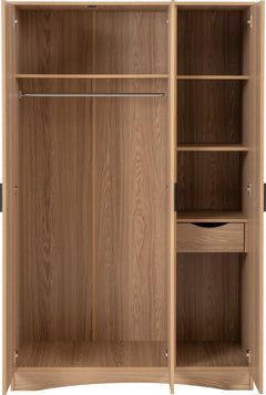 Tessa 3 Door Mirrored Wardrobe Natural Oak Effect