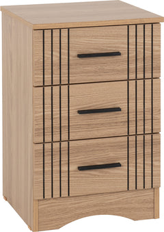 Tessa 3 Drawer Bedside Natural Oak Effect