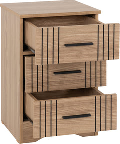 Tessa 3 Drawer Bedside Natural Oak Effect