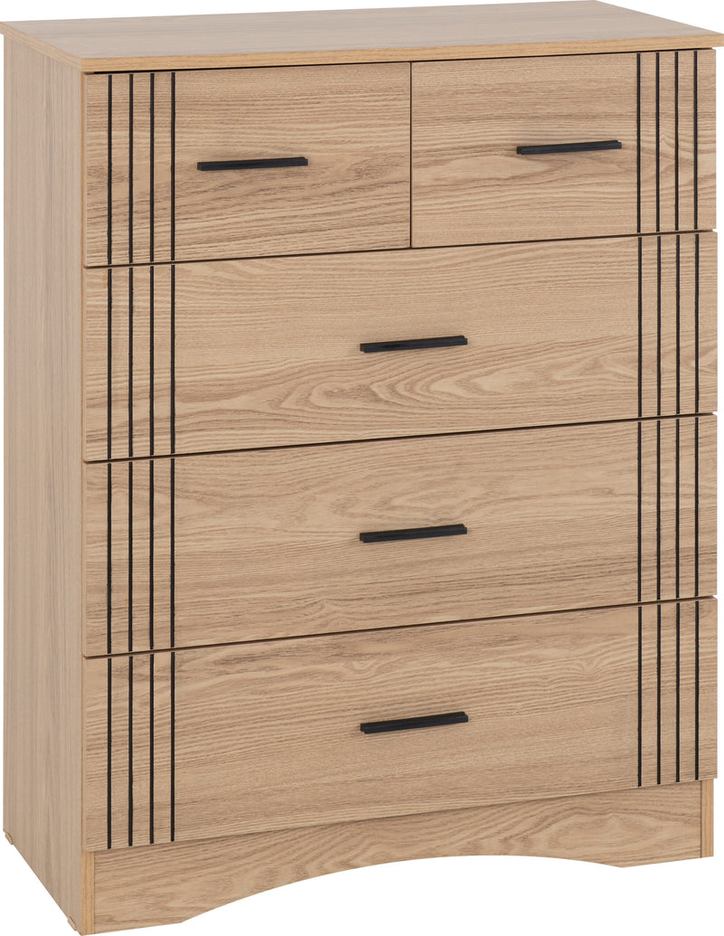 Tessa 3+2 Drawer Chest Natural Oak Effect