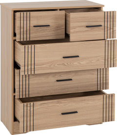 Tessa 3+2 Drawer Chest Natural Oak Effect