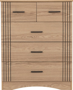 Tessa 3+2 Drawer Chest Natural Oak Effect
