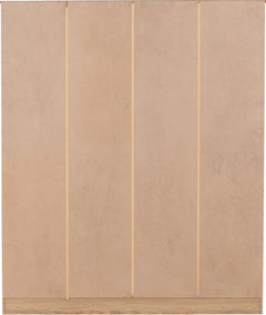 Tessa 4 Door Mirrored Wardrobe Natural Oak Effect