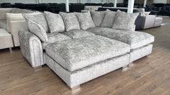 Chiswick Fabric Left/Right Hand Pillow Back Corner Sofa and Footstool