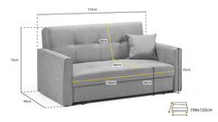 Viva Sofa Bed Plush Grey 2-Seater and 3-Seater