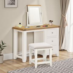 Windsor 3 Drawer Dressing Table Set Natural Oak/Oat Fabric