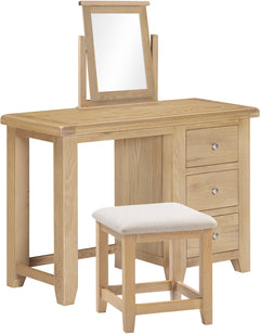 Windsor 3 Drawer Dressing Table Set Natural Oak/Oat Fabric