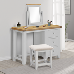 Windsor 3 Drawer Dressing Table Set Natural Oak/Oat Fabric