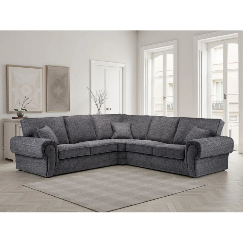 Wilcot Grey Fabric Large Corner Sofa