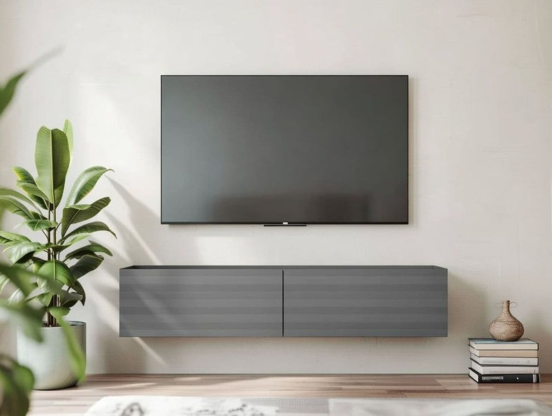 Amarentis Graphite Grey Wall Mounted Floating Wide Large TV Unit