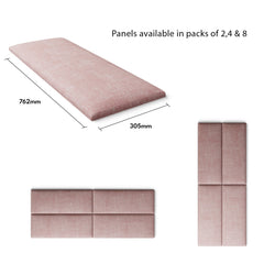 Aspire EasyMount Wall Mounted Upholstered Panels - Modular DIY Headboard - Pure Pastel Cotton - Tea Rose