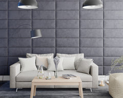 Aspire EasyMount Wall Mounted Upholstered Panels - Modular DIY Headboard - Plush Velvet - Steel