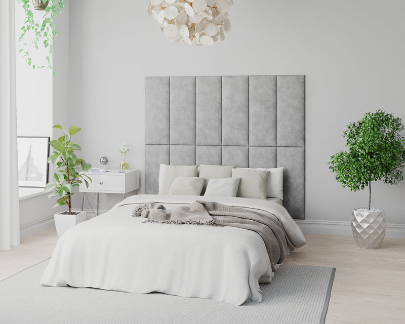 Aspire EasyMount Wall Mounted Upholstered Panels - Modular DIY Headboard - Kimiyo Linen - Silver