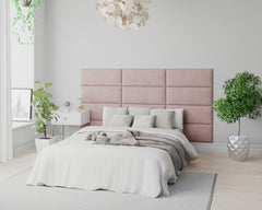 Aspire EasyMount Wall Mounted Upholstered Panels - Modular DIY Headboard - Pure Pastel Cotton - Tea Rose