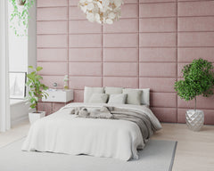 Aspire EasyMount Wall Mounted Upholstered Panels - Modular DIY Headboard - Pure Pastel Cotton - Tea Rose