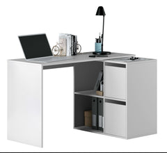 Athena White Reversible Desk with Storage