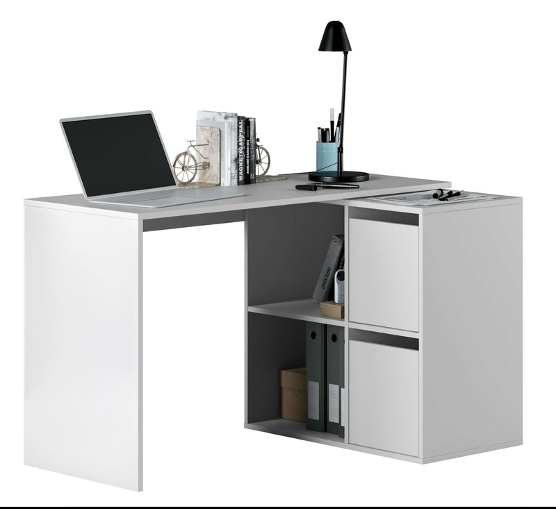 Athena White Reversible Desk with Storage
