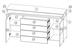 Athens Grey And White Gloss 2 Door / 4 Drawer Sideboard With Lights