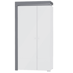 Athens Grey And White Gloss 2 Door Wardrobe With LED Lights