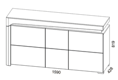 Athens Grey and White Gloss 3 Door Sideboard With Lights