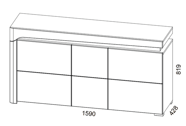 Athens Grey and White Gloss 3 Door Sideboard With Lights