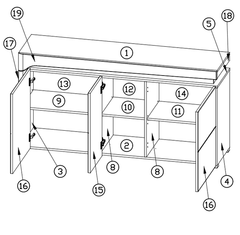 Athens Grey and White Gloss 3 Door Sideboard With Lights