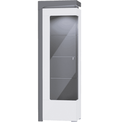 Athens Grey And White Gloss  LEFT Display Cabinet with Glass Door and LED Lights