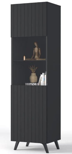 Atlantis Matte Black Tall Display Cabinet