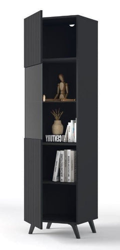Atlantis Matte Black Tall Display Cabinet