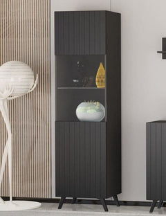 Atlantis Matte Black Tall Display Cabinet