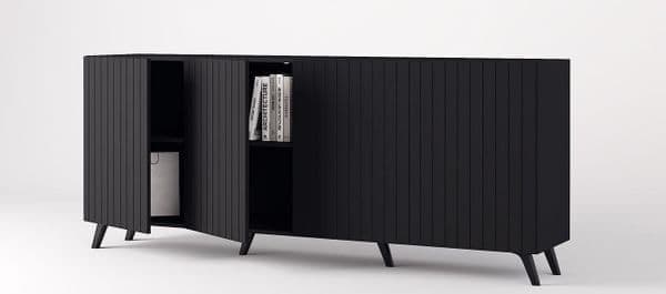 Atlantis Matte Black Wide 4 Door Sideboard