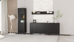 Atlantis Matte Black Wide 4 Door Sideboard