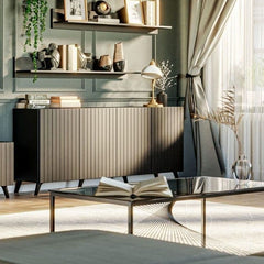 Atlantis Matte Black Wide 4 Door Sideboard