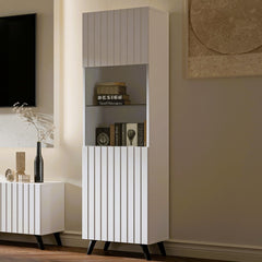 Atlantis Matte White Tall Display Cabinet
