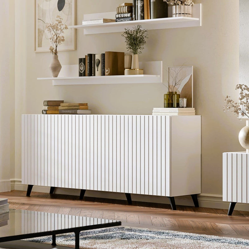 Atlantis Matte White Wide 4 Door Sideboard