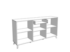 Bretanova Slatted Artisan Oak Effect And White Gloss Sideboard