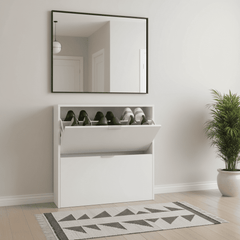 Brilo Matt White 2 Drawer Shoe Cabinet