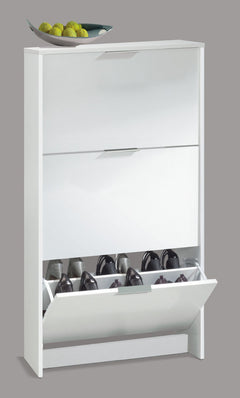 Brilo Matt White 3 Drawer Shoe Cabinet