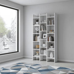 Cadiz White Gloss Triple Bookcase