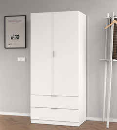 Cairo Artic White Compact 2 Door 2 Drawer Space-Saving Wardrobe